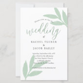 Eenvoudige Waterverf Greenery Wedding Uitnodiging (Voorkant)