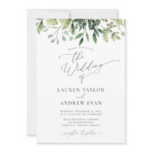 Eenvoudige Waterverf Greenery Wedding Uitnodiging