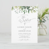 Eenvoudige Waterverf Greenery Wedding Uitnodiging (Staand voorkant)