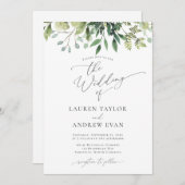 Eenvoudige Waterverf Greenery Wedding Uitnodiging (Voorkant / Achterkant)