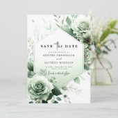 Eenvoudige Waterverf grillige Sage Green Wedding Save The Date (Staand voorkant)