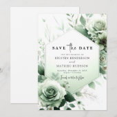 Eenvoudige Waterverf grillige Sage Green Wedding Save The Date (Voorkant / Achterkant)