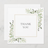 Eenvoudige Waterverf groen bruiloft dank u Bedankkaart (Voorkant / Achterkant)