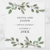 Eenvoudige Waterverf groen | Bruiloft Wijn Etiket (Enkel label)