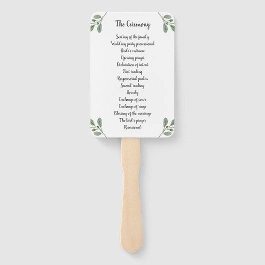Eenvoudige Waterverf groen en script | Bruiloft Handwaaier (Achterkant)