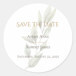 Eenvoudige Waterverf Groen Moderne Save the Date Ronde Sticker