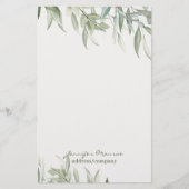 Eenvoudige waterverf groene bladeren gepersonalise briefpapier (Voorkant)