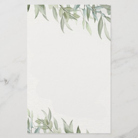Eenvoudige waterverf groene bladeren gepersonalise briefpapier (Achterkant)