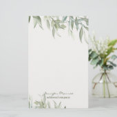 Eenvoudige waterverf groene bladeren gepersonalise briefpapier (Staand voorkant)