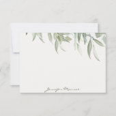 Eenvoudige waterverf groene bladeren gepersonalise notitiekaartje (Voorkant)