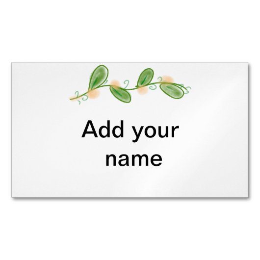 Eenvoudige waterverf groene bladmonogram voeg naam magnetisch visitekaartje (Voorkant)