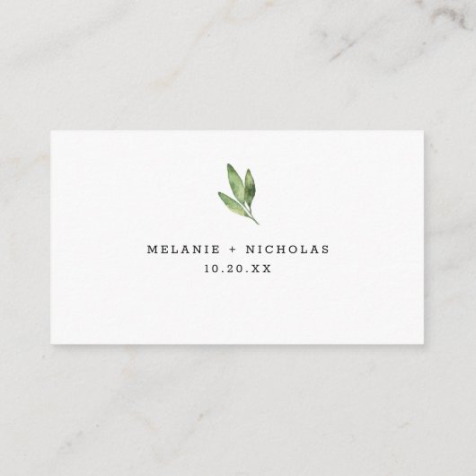 Eenvoudige waterverf groene bruiloft RSVP online Informatiekaartje (Achterkant)