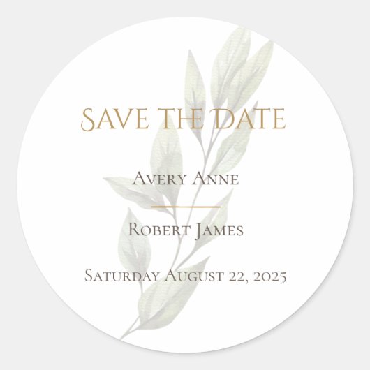 Eenvoudige Waterverf Groene Moderne Save the Date Ronde Sticker (Voorkant)