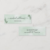 Eenvoudige waterverf groene stylist scripthandteke mini visitekaartje (Voorkant / Achterkant)