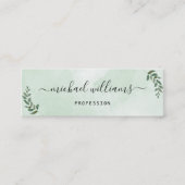 Eenvoudige waterverf groene stylist scripthandteke mini visitekaartje (Voorkant)