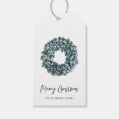 Eenvoudige Waterverf Groene Wreath | Vrolijk kerst Cadeaulabel (Voorkant)