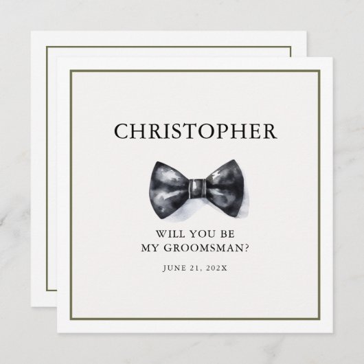 Eenvoudige Waterverf Groomsman Kaart (Voorkant / Achterkant)