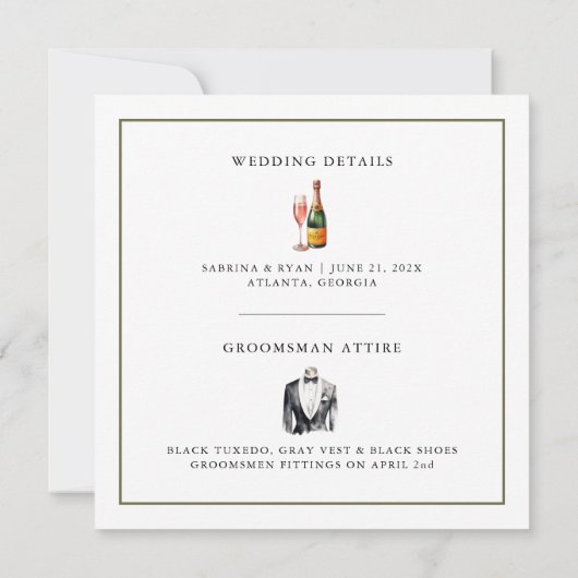 Eenvoudige Waterverf Groomsman Kaart (Achterkant)