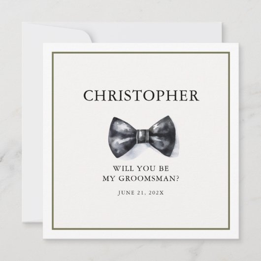 Eenvoudige Waterverf Groomsman Kaart (Voorkant)