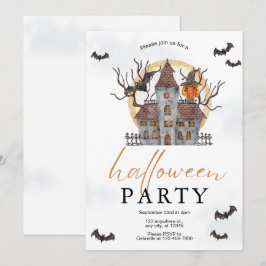 Eenvoudige Waterverf Halloween-feestuitnodiging Kaart