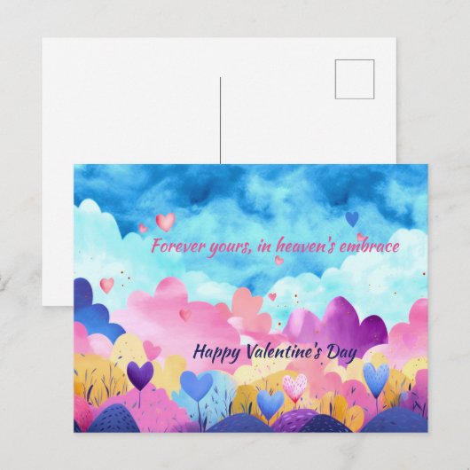 EENVOUDIGE WATERVERF HAND GETROKKEN HARTEN IN DE H FEESTDAGENKAART (Voorkant / Achterkant)