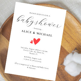 Eenvoudige Waterverf Hart Elegant Script Baby show Briefkaart