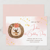 Eenvoudige waterverf Hedgel Birthday Party Invitat Kaart (Voorkant / Achterkant)