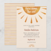 Eenvoudige Waterverf Hier komt het Zoon Baby showe Kaart (Voorkant / Achterkant)