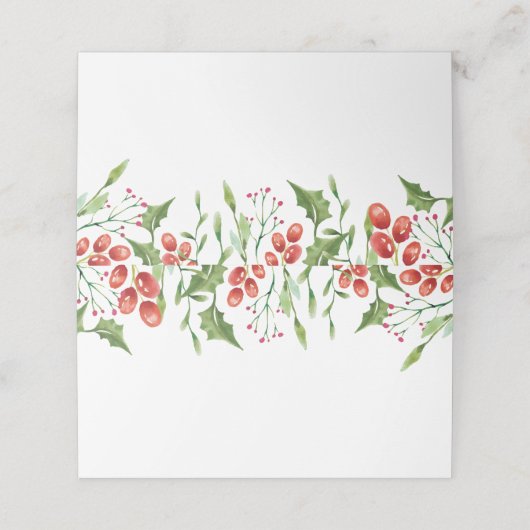 Eenvoudige Waterverf Holly Berry Foliage | Vakanti Plaatskaartje (Buitenkant ongevouwen)