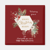 Eenvoudige Waterverf Kerst Botanisch Rood Benoemd Magneet (Voorkant)