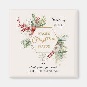 Eenvoudige Waterverf Kerst Botanisch Wit Benoemd Magneet (Voorkant)