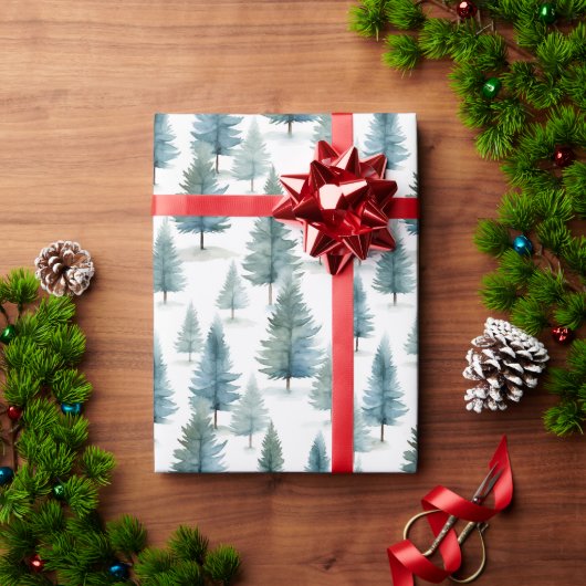 Eenvoudige waterverf kerstboom cadeaupapier (Feestdagen Geschenken)