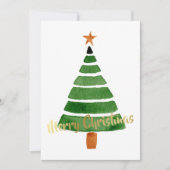 Eenvoudige Waterverf kerstboom Feestdagenkaart (Voorkant)