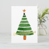 Eenvoudige Waterverf kerstboom Feestdagenkaart (Staand voorkant)