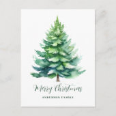 Eenvoudige Waterverf kerstboom Feestdagenkaart (Voorkant)
