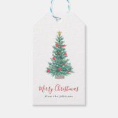 Eenvoudige Waterverf Kerstboom Festiviteiten Cadeaulabel (Voorkant)