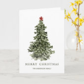 Eenvoudige Waterverf kerstboom Kaart (Gele Bloem)