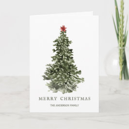 Eenvoudige Waterverf kerstboom Kaart