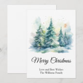 Eenvoudige Waterverf Kerstboom Vrolijk Kerstfeest Feestdagenkaart (Voorkant / Achterkant)