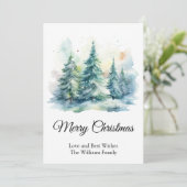 Eenvoudige Waterverf Kerstboom Vrolijk Kerstfeest Feestdagenkaart (Staand voorkant)