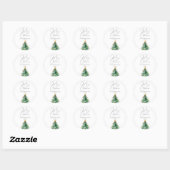 Eenvoudige Waterverf Kerstboom Vrolijk Kerstfeest Ronde Sticker (Vel)