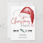 Eenvoudige Waterverf Kerstfeest Uitnodiging (Voorkant)