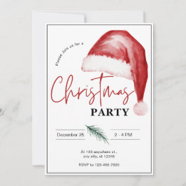 Eenvoudige Waterverf Kerstfeest Uitnodiging