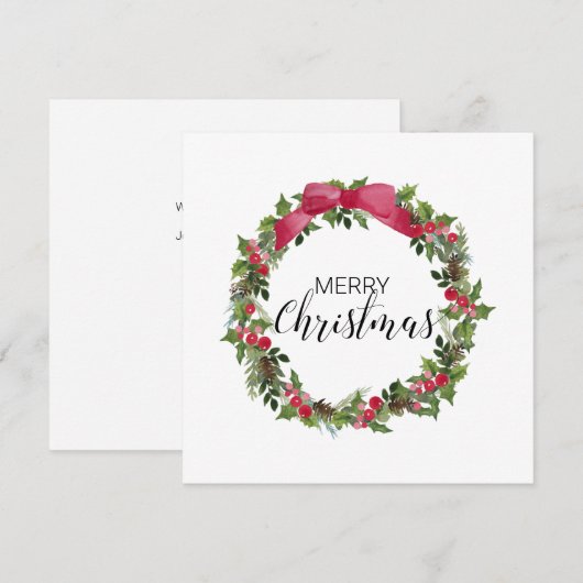 Eenvoudige Waterverf kerstkaart Geen foto (Voorkant / Achterkant)