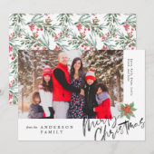 Eenvoudige Waterverf kerstmanfoto Feestdagenkaart (Voorkant / Achterkant)