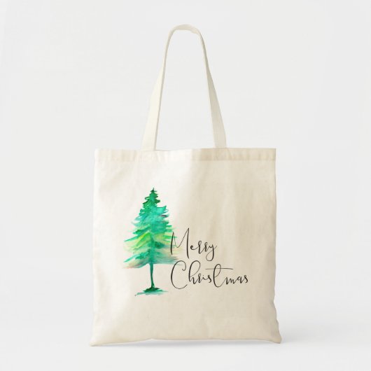 Eenvoudige, Waterverf Kerstmis dennenboom Tote Bag (Voorkant)