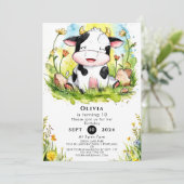 Eenvoudige Waterverf Koe Birthday Kaart (Staand voorkant)