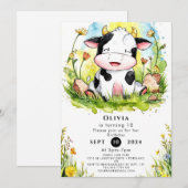 Eenvoudige Waterverf Koe Birthday Kaart (Voorkant / Achterkant)