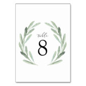 Eenvoudige Waterverf Krans Greenery Trouwtafel Kaart (Voorkant)