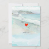 Eenvoudige Waterverf Kuststrand bruiloft uitnodigi Kaart (Achterkant)